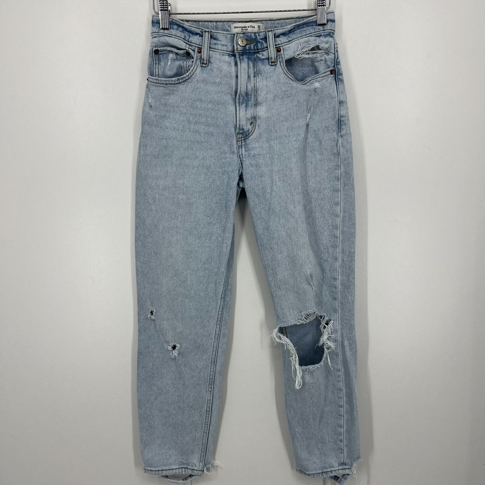 Abercrombie &‎ Fitch Jeans Women's 0 Blue Light Wash The Mom High Rise 25" Waist